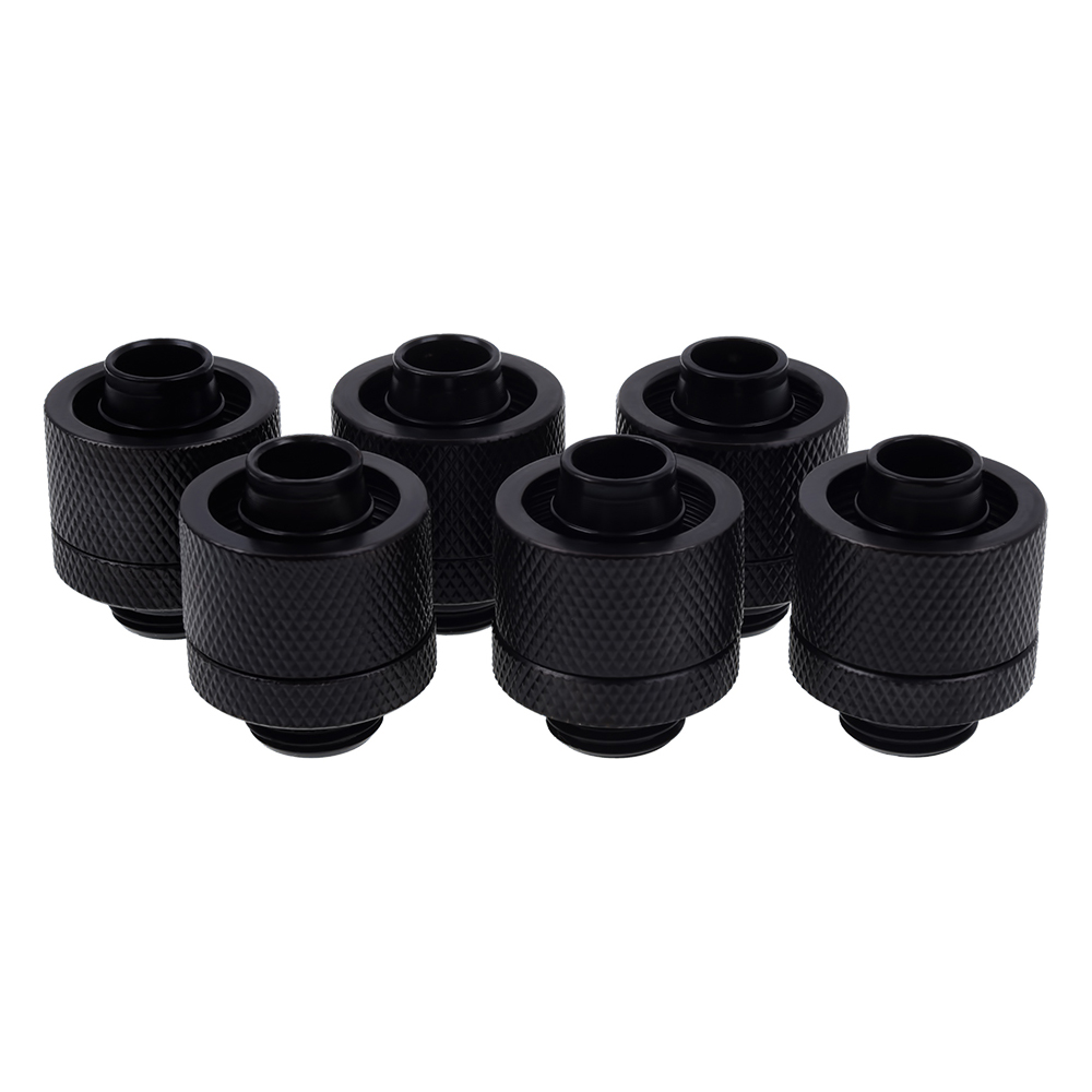 Kit de 6 Fitting de Compresión Astriado Alphacool Eiszapfen G1/4 a 16/10 mm para Tuberia Rigida, Negro, 4250197172349