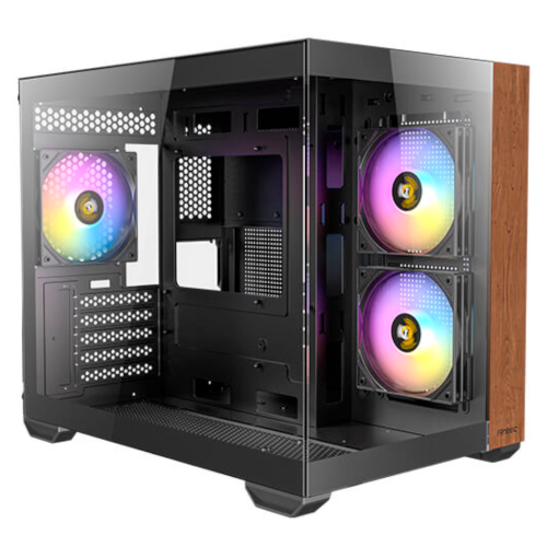 Gabinete Antec CX600M WOOD ARGB, Mini-Tower, ITX/Micro-ATX, USB 2.0/3.0, Sin Fuente, 3 Ventiladores Instalados, Black, CX600M WOOD ARGB_B