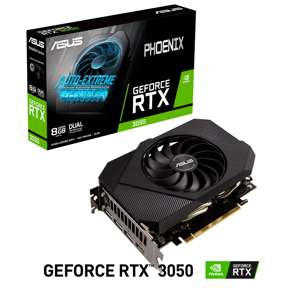 Tarjeta de Video Nvidia GeForce RTX 3050, Asus Phoenix, PH-RTX3050-8G, 3 AÑOS DE GARANTIA NACIONAL