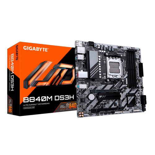 Tarjeta Madre Gigabyte B840M DS3H, Micro-ATX, AM5, AMD B840, Up to 256GB DDR5, HDMI/DP, B840M DS3H