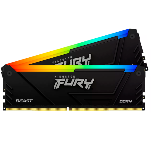 Memoria RAM Kingston Fury Beast RGB DDR4, 3200MHz, 32GB (2x16GB), Non-ECC, CL16, XMP, KF432C16BB2AK2/32 /MAX. 1 X CLIENTE