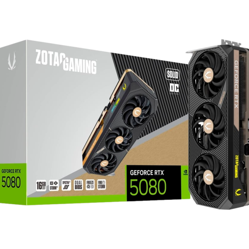 Tarjeta de video ZOTAC GAMING NVIDIA GeForce RTX 5080 SOLID OC, 16GB GDDR7, PCI Express 5.0 x16, ZOTAC-RTX5080-016GB, RTXS50