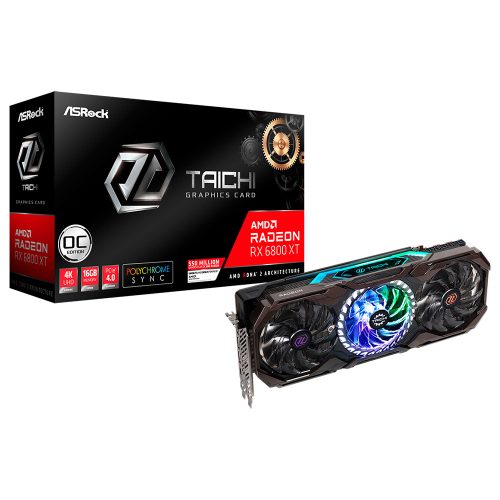 Tarjeta de video Radeon RX 6800 XT 16GB GDDR6, Asrock Taichi, HDMI, DP, USB-C, PCI-e 4.0, Nuevo Chip RDNA 2, RX6800XT TCX 16GO, 1 AÑO DE GARANTIA NACIONAL