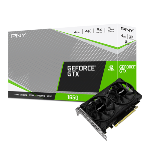 Tarjeta de video NVIDIA GeForce GTX 1650 4GB GDDR6, PNY DUAL FAN, HDMI, DP - VCG16504D6DFPPB, 3 AÑOS DE GARANTIA NACIONAL