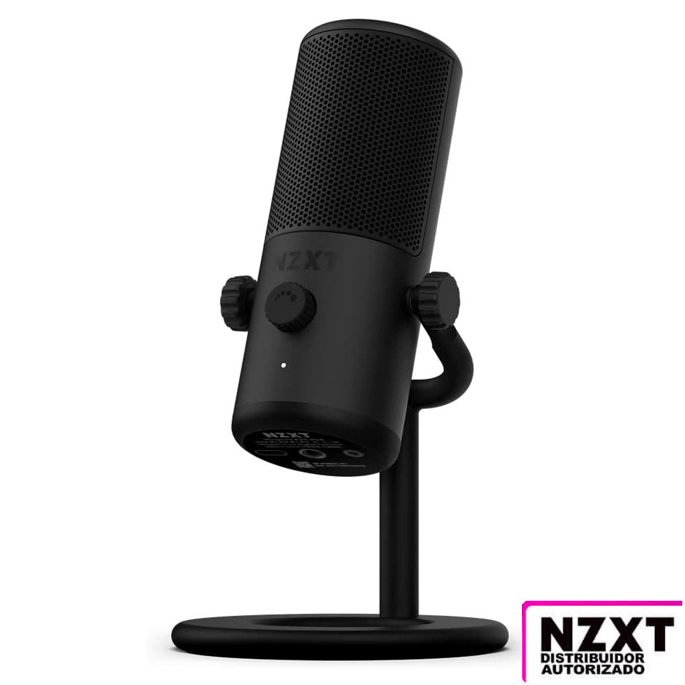 Micrófono NZXT Capsule Mini, USB Microphone, High Resolution, Cardioid Polar Pattern, Ideal para Streaming, Pop Filter, Adjustable Stand, Negro, AP-WMMIC-B1