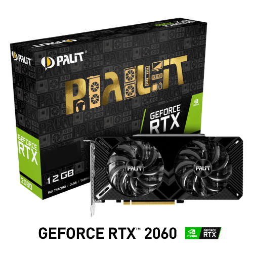 Tarjeta de Video Nvidia GeForce RTX 2060, 12GB GDDR6, Palit Dual - E62060018K9-1160, 1 AÑO DE GARANTIA NACIONAL
