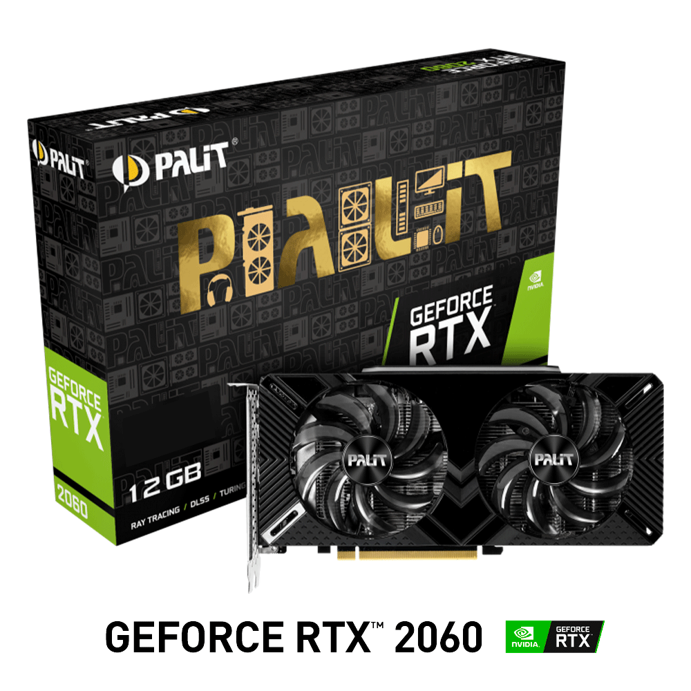 Tarjeta de Video Nvidia GeForce RTX 2060, 12GB GDDR6, Palit Dual - E62060018K9-1160, 1 AÑO DE GARANTIA NACIONAL
