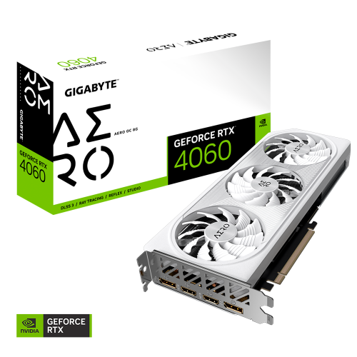 Tarjeta de Video Gigabyte GeForce RTX 4060 Aero OC 8GB, Nvidia, GDDR6, PCI Express, White, GV-N4060AERO OC-8GD