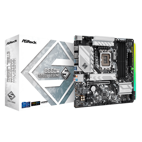 Tarjeta Madre ASRock B660M Steel Legend, Intel B660, Micro ATX, Socket LGA1700, 4 DDR4, B660M STEEL LEGEND