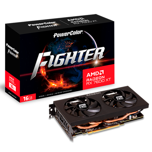Tarjeta de Video Power Color Radeon Fighter RX 7600 XT, 16GB GDDR6, HDMI 3xDP, AMD RDNA 3, RX 7600 XT 16G-F
