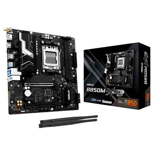 Tarjeta Madre ASROCK B850M-X R2.0, Micro-ATX, AM5, AMD Ryzen 9000/8000/7000 Ready, Up to 128GB DDR5, PCIe 5.0 M.2, ASROCK B850M-X R2.0