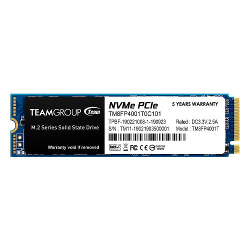 Unidad de Estado Sólido, Team Group MP34 NVMe 1TB, PCI Express 3.0, M.2, TM8FP4001T0C101 /MAX. 1 X CLIENTE