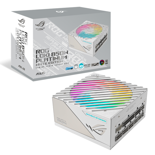 Fuente de Poder ASUS ROG Loki SFX-L, 850W 80+ Platinum, Totalmente modular, Ventilador PWM ARGB de 4.724 in, Sincronización Aura, Listo para PCIe 5.0, ROG-LOKI-850P-WHITE-SFX-L-GAMING, Solo compatible con gabinetes SFX, PROMO ROG
