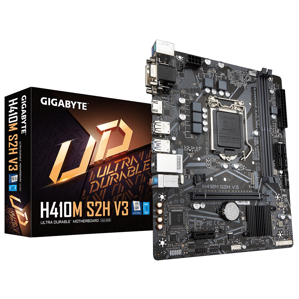 Tarjeta Madre Gigabyte H410M S2H V3 Socket LGA1200 Intel H410 Micro-ATX, DDR4, Intel Core 10th Generación