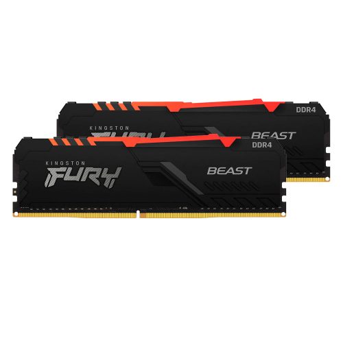 Memoria RAM DDR4 64GB 3600MHz Kingston Fury Beast RGB, Kit 2x32GB Negro KF436C18BBAK2/64 /MAX. 1 X CLIENTE