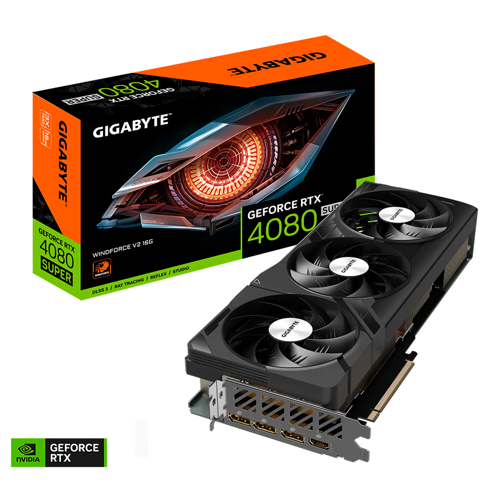 Tarjeta de Video NVIDIA GeForce RTX 4080 SUPER WINDFORCE V2 16GB, 3 ventiladores, 256bits GDDR6X, GV-N408SWF3V2-16GD