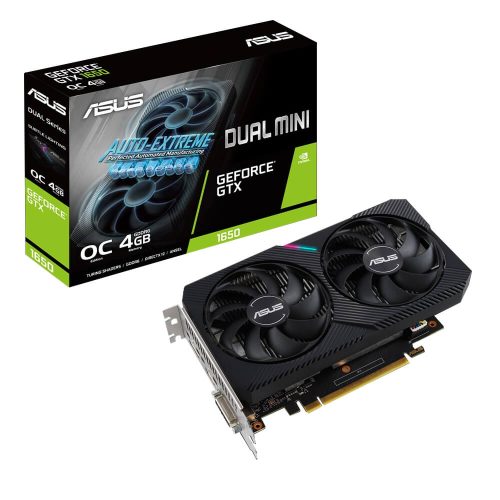 Tarjeta de video NVIDIA GeForce GTX 1650 4GB GDDR6, Asus Dual Mini OC Edition, HDMI, DP, DUAL-GTX1650-O4GD6-MINI-CSM, 3 AÑOS DE GARANTIA NACIONAL