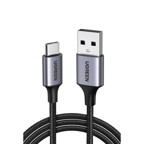 UGREEN 60126 Cable USB-A a USB-C | 1 Metro | Transferencia de datos de 480 Mbps | Carga Rápida | QC 4.0/3.0/2.0 | FPC | AFC | Protección Integrada | Caja de Aluminio | Nylon Trenzado | Color Negro.