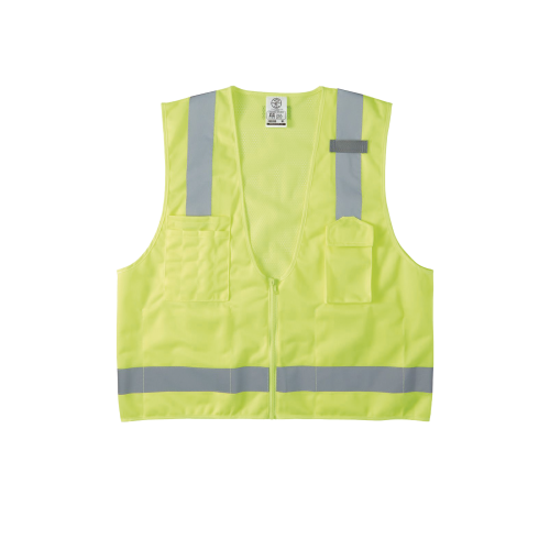 KLEIN TOOLS 60269 Chaleco de seguridad reflectante de alta visibilidad, mediano/grande. Con múltiples bolsillos de diferente capacidad