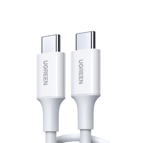 UGREEN 60518 Cable USB-C a USB-C | 1 Metro | Carga Rápida de hasta 60W | Transferencia de datos de 480 Mbps | PD3.0 | QC 4.0/3.0/2.0 | FPC | AFC | Duradero y Flexible| Caja ABS | Cubierta de TPE | Color Blanco.