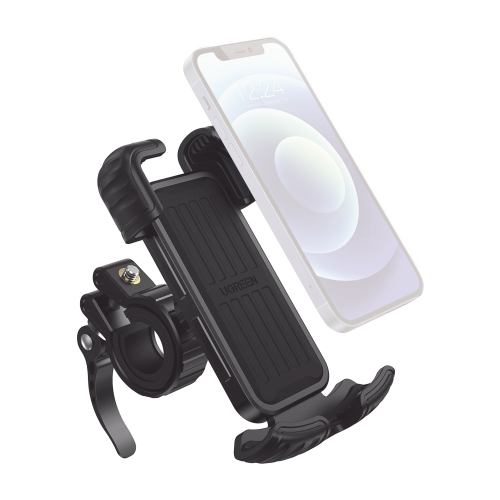 UGREEN 60548 Soporte de Celular para Manillar de Motocicleta o Bicicleta, Anti Vibración, Protección de clip Antideslizante, Rotación de 360°, Bloqueo de Seguridad, Compatible con manillar de 0.6» a 1.75», Soporta dispositivos de 4.6»