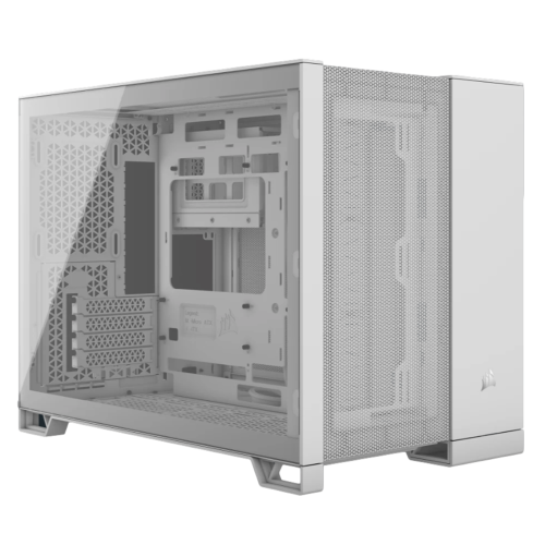 Gabinete Corsair 2500D Airflow, mATX, Diseño de Doble Cámara, Sin Ventiladores Incluidos, Amplia Flexibilidad de Refrigeración, Compatible con Tarjetas Madre ASUS BTF - MSI Project Zero, Blanco, CC-9011264-WW