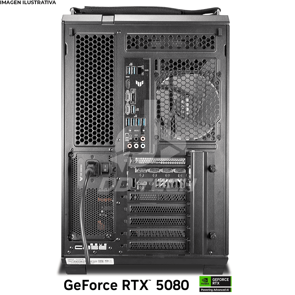 Computadora PRIDE GAMING PBA CRONOS, NVIDIA GeForce RTX 5080 TUF, AMD RYZEN 7 9800X3D, 64GB RAM, 4TB SSD M.2 NVMe 6000 MT/s, ENF. LIQ. 360MM RGB, 1000W 80+ GOLD, INCLUYE WIFI Y BT - Image 5