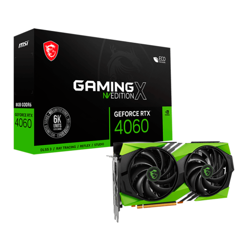 MSI Gaming GeForce RTX 4060 GAMING X NV EDITION, 8GB, GDRR6 128-Bit, HDMI/DP, PCI Express Gen 4x8, 912-V516-033