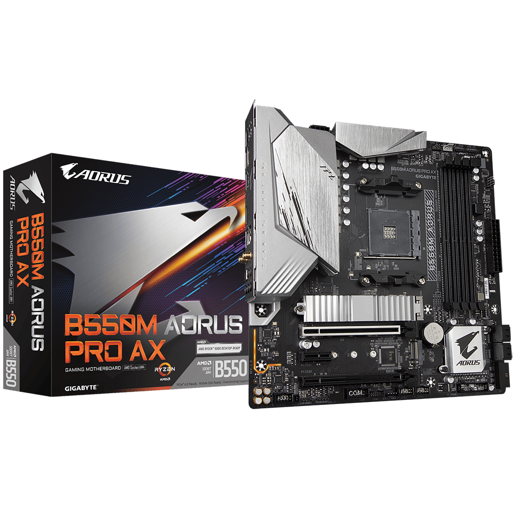 Tarjeta Madre Gigabyte B550M AORUS PRO AX, AM4, AMD RYZEN 3000 SERIES, Micro ATX