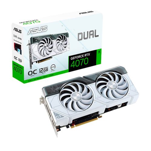 Tarjeta de Video Nvidia GeForce RTX 4070 DUAL-RTX4070-O12G-WHITE, PCIe 4.0, 12 GB GDDR6X, DLSS 3, HDMI 2.1, DisplayPort 1.4a, Ventilador Axial-Tech, tecnología 0dB, DUAL-RTX4070-O12G-WHITE