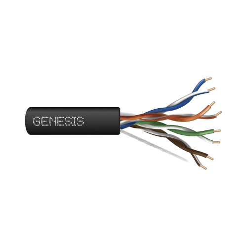 GENESIS 6360-1108 Bobina de Cable de 305 Metros UTP Cat6 RISER, Color Negro, UL, CMR SPNLS, Probado a 350 Mhz, Para Aplicaciones de CCTV, Redes de Datos, IP megapixel, Control RS485