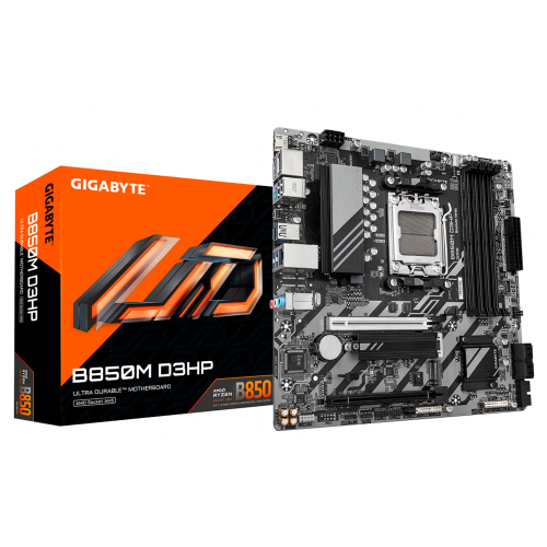 Tarjeta Madre Gigabyte B850M D3HP, Micro-ATX, AM5, AMD B850, Up to 256GB DDR5, HDMI/DP, B850M D3HP