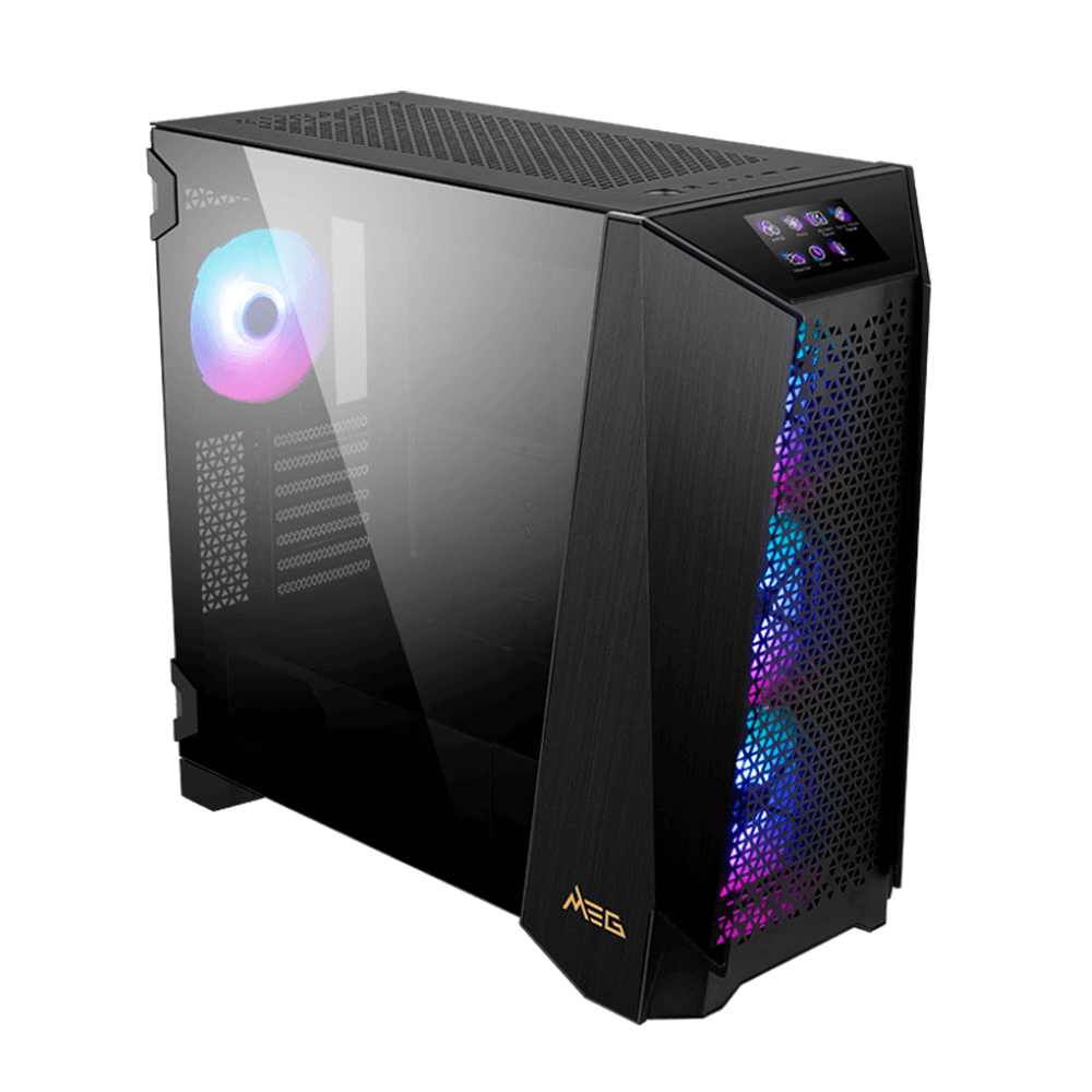 Gabinete MSI MEG Prospect 700R, Pantalla de panel táctil de 4.3 pulgadas, Panel lateral de vidrio templado, Montaje vertical de GPU, 4 ventiladores ARGB, Sistema de gestión de cables - Image 4