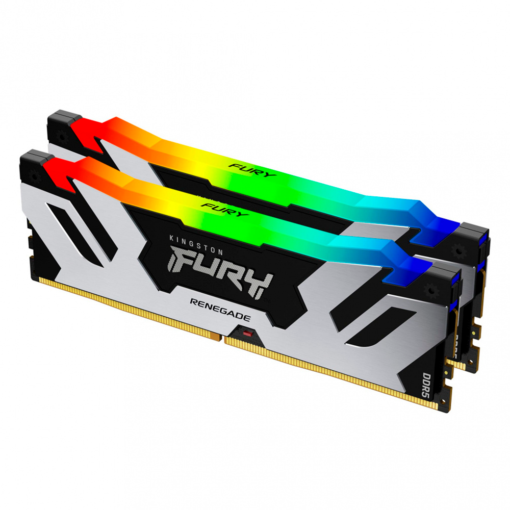 Kit Memoria RAM Kingston Fury Renegade DDR5, 32GB (2x16GB), 7600MT/s, On-Die ECC, CL38, XMP, Plata/Negro, KF576C38RSAK2-32 /MAX. 1 X CLIENTE