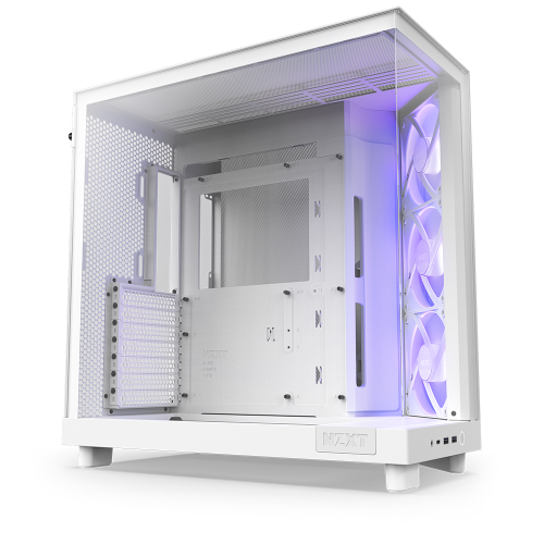 Gabinete NZXT H6 FLOW WHITE RGB, Cristal Templado, Mini-ITX, Micro-ATX, ATX, USB 3.2, USB 3.2 Gen.2 Tipo C, Sin Fuente, Blanco, 3 Ventiladores RGB, CC-H61FW-R1// NAVIDAD