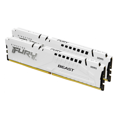 Kit Memoria RAM Kingston Fury Beast, DDR5, 6000MHz, 64GB (2x32GB), CL30, XMP/EXPO, Blanco, KF560C30BWEK2-64 /MAX. 1 X CLIENTE