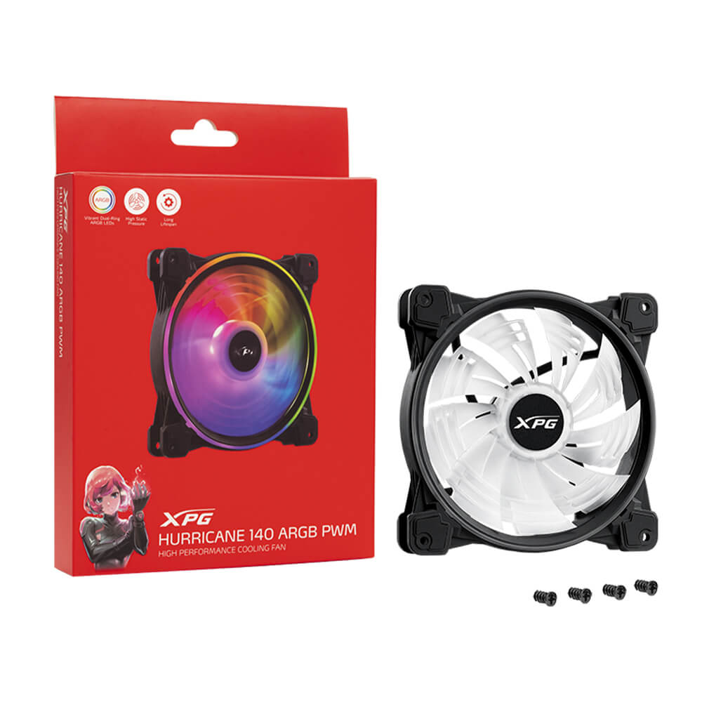 Ventilador para Gabinete XPG Hurricane 140mm, ARGB Led de Doble Anillo, HURRICANE140ARGBPWM-BKCWW