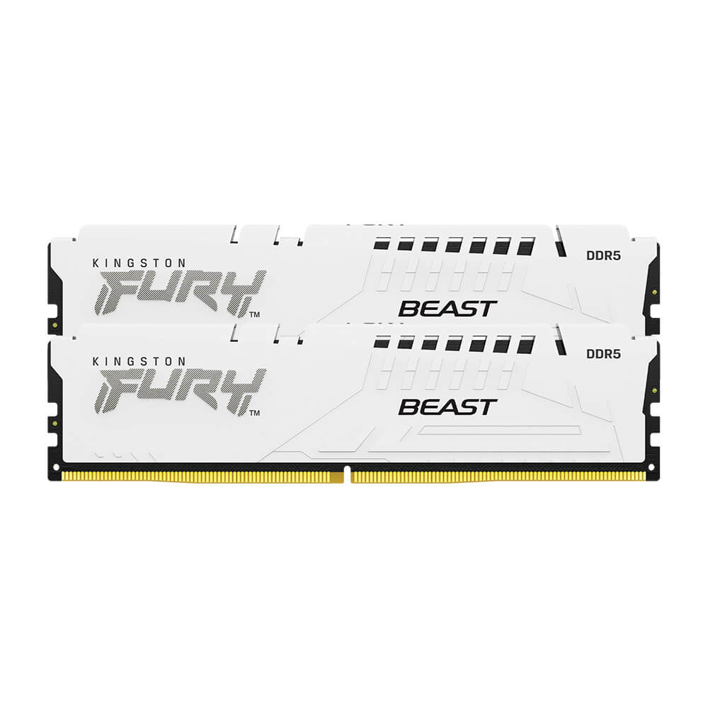 Memoria RAM Kingston Fury Beast DDR5, 5200MHz, 32GB (2 x 16GB), On-Die ECC, CL40, XMP, Blanco, KF552C40BWK2-32 /MAX. 1 X CLIENTE