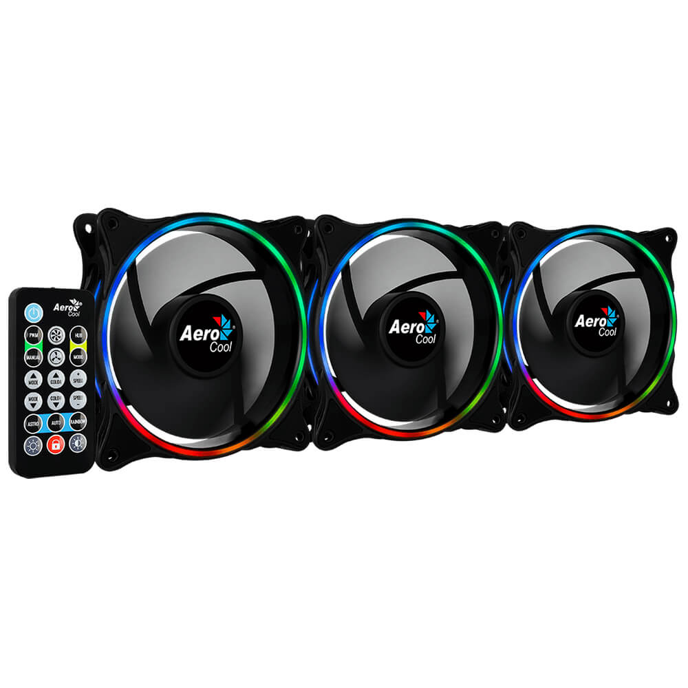 Kit ventiladores Aerocool Eclipse 12 PRO, 3 x 120mm, ARGB, Controlador + Control