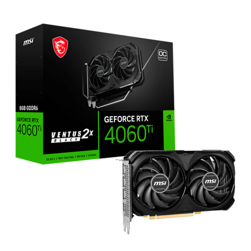 Tarjeta De Video MSI GeForce RTX 4060 Ti VENTUS 2X BLACK 8G OC, PCI Express GEN 4, 8GB GDDR6, 128-bit, 912-V515-024