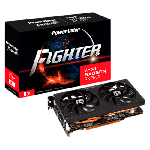 Tarjeta de Video Power Color Fighter AMD Radeon RX 7600, RDNA3, 8 GB GDDR6, RX7600 8G-F/ NAVIDAD
