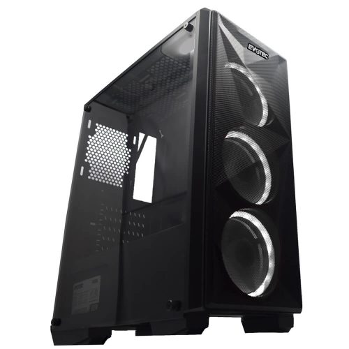 Gabinete Evotec KEOPS EV-1013B, Acrilico, ATX, Negro, Led WHITE, USB 3.0, Audio HD