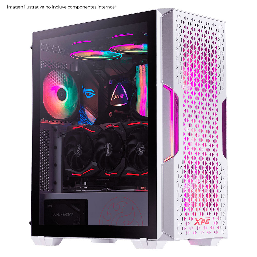 Gabinete XPG STARKER AIR WHITE, Cristal Templado, ARGB LED, ATX, USB 3.0, 2 Ventiladores (1 ARGB), Audio HD - STARKERAIR-WHCWW