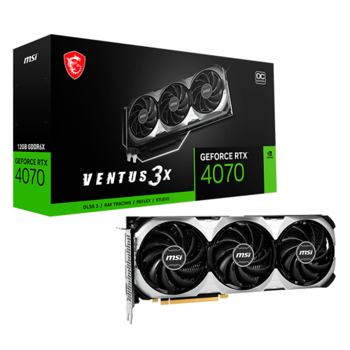 Tarjeta de Video MSI RTX 4070 VENTUS 3X E1 OC, 12GB, 192-bit, PCI-E 4.0, GDDR6, HDMI, DisplayPort, 912-V512-027