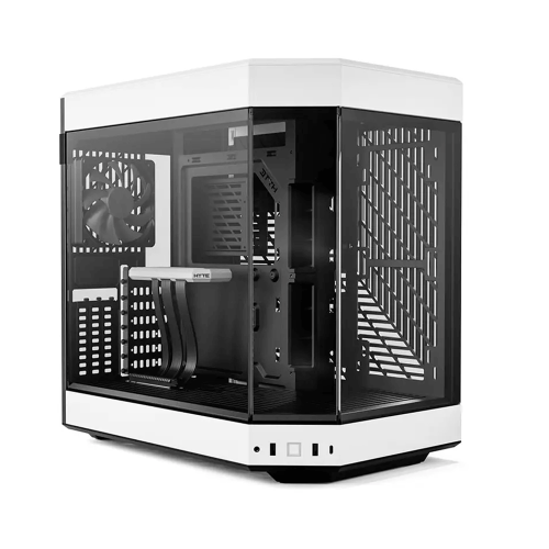 Gabinete HYTE Y60, Mid-Tower ATX, 3x 120mm ventiladores pre instalados, Vidrio Templado panorámico de Doble cámara con Cable Elevador PCIE 4.0 Incluido, Color Blanco, CS-HYTE-Y60-BW