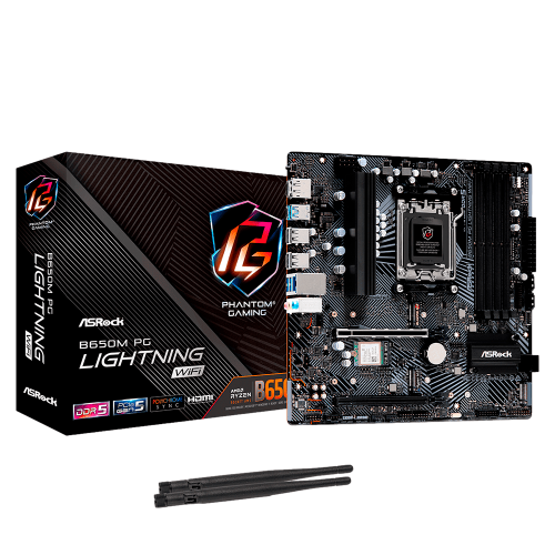 Tarjeta Madre ASRock B650M PG LIGHTNING WIFI, Micro-ATX, AM5, AMD B650, HDMI, Up To 192GB DDR5, B650M PG LIGHTNING WIFI