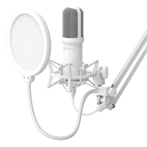 Kit de Micrófono Con Soporte XZEAL XZ-260, Blanco, Condensador Omni-9765, Filtro AntiPop, XZKMC1W