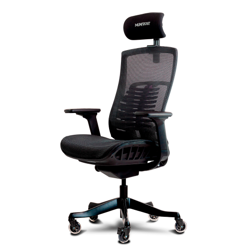 Silla Gamer Munfrost NASH, Color Negro, Reclinable, Con Soporte Lumbar, Hasta 180kg, Ruedas Tipo Patín, Brazos 3D/ NAVIDAD