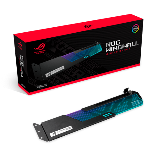 Soporte para Tarjeta Gráfica ASUS ROG Wingwall ARGB, Hasta 15kg, Negro, ROG-WINGWALL-HOLDER