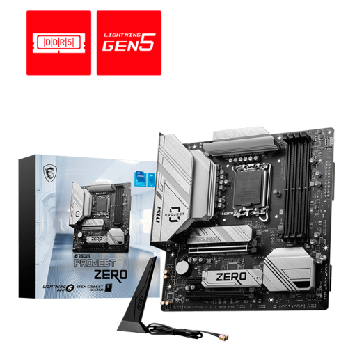Tarjeta Madre MSI B760M Project Zero, LGA1700, DDR5, mATX, PCIe 5.0, Ranuras M.2, LAN de 2.5Gbps, USB 3.2, Gen2, Wi-Fi 6E, Back Connect, MSI B760M PROJECT ZERO